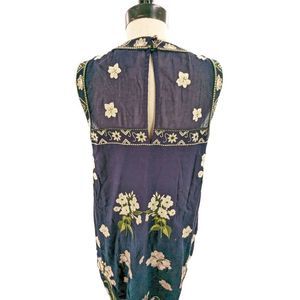Maeve Women Sleeveless Floral Print Embroidered Swing Dress Blue Size 10